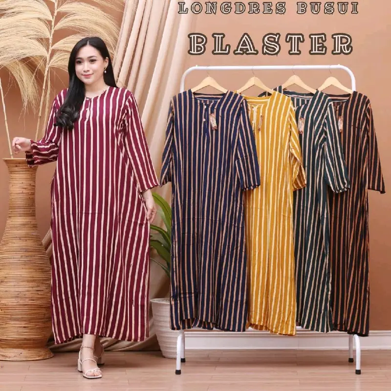 Longdres busui Ld 110 Pb 120 bahan rayon adem halus kancing depan cantik motif 2