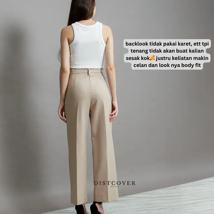 SAN STORE - Diora Pants Anti kusut Trousers - Highwaist Wide Leg - Celana Kantor/Formal Wanita 3
