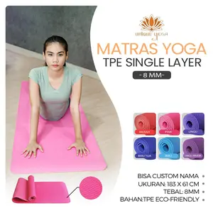 Matras Senam / Matras Olahraga / Yoga Mat TPE Single Layer 8mm Bisa Custom Nama