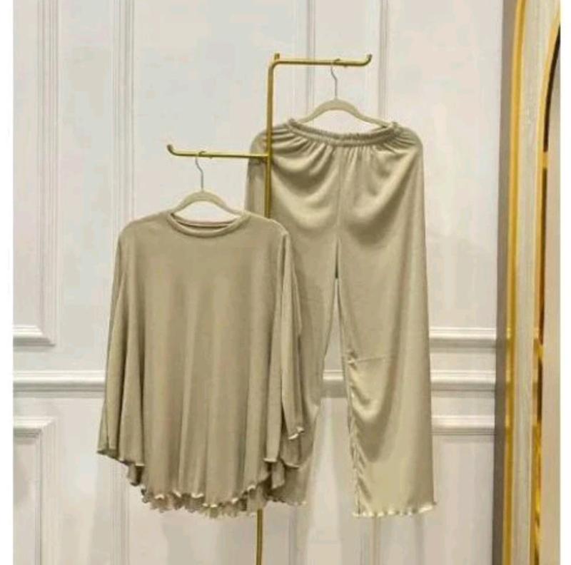 Product Introduction of Setelan Rib Knit Wanita Lengan 7/8 Celana Panjang Baju Atasan Polos Formal Dewasa Nyaman 6