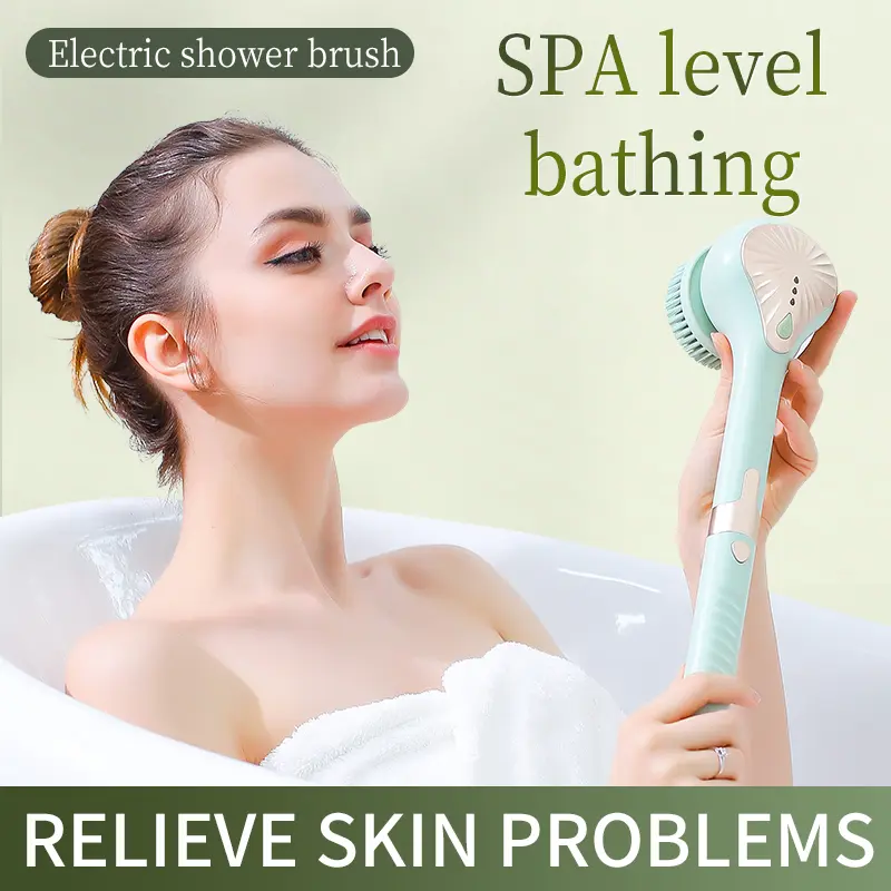 Multi-functional rechargeable bath scrubber waterproof soft bristle bath brush detachable massage brush automatic bath brush rotating massage brush