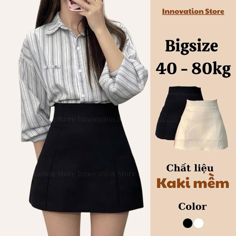 Chân Váy Chữ A Thêu Con Ong Cạp Lưng Cao BIG SIZE Chất Kaki Mềm Cao Cấp TA-88 Nữ Women Kem