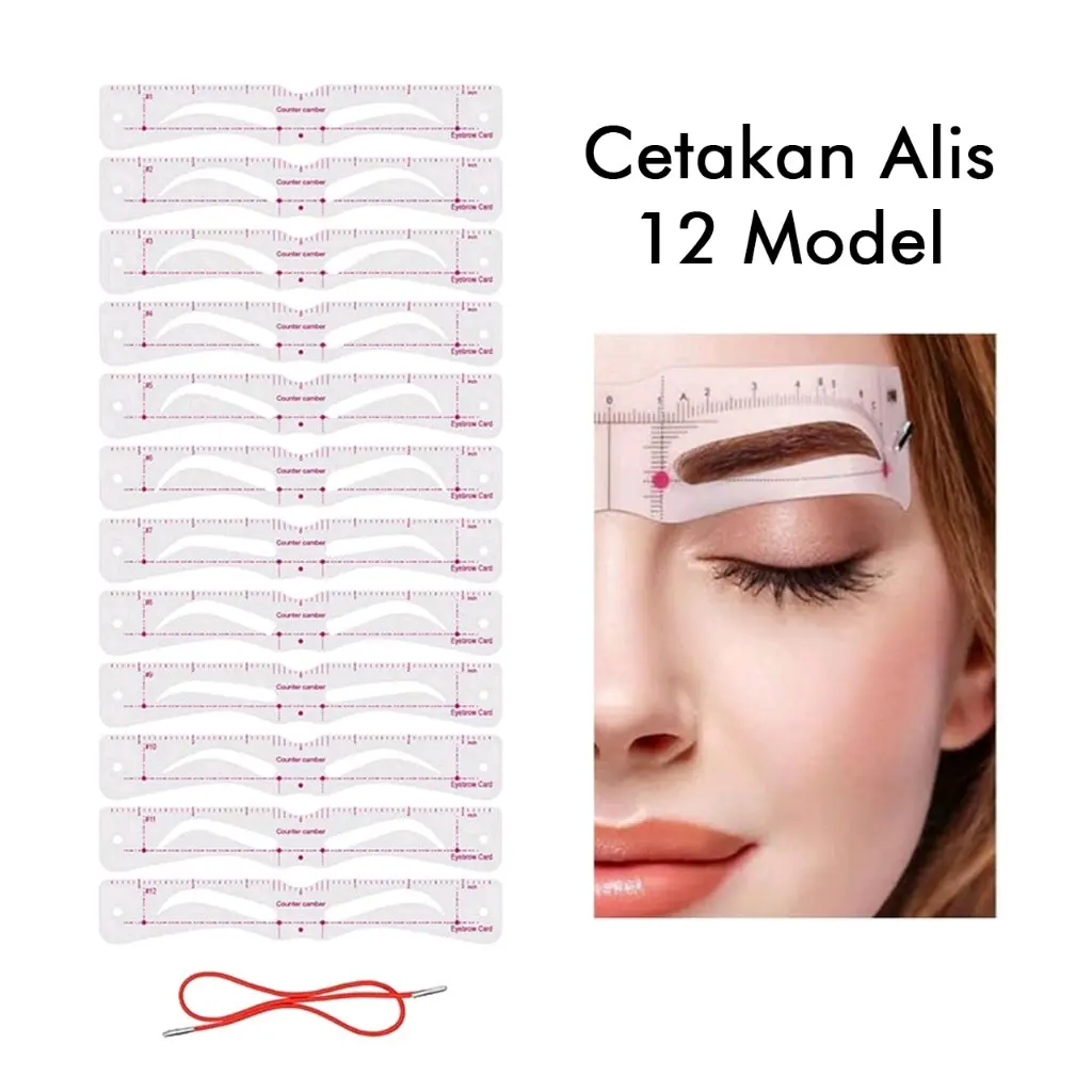 cetakan alis 12 pcs tali alis satu paket