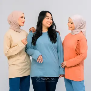 MOMIASI - Kaos Menyusui Basic Polos Lengan Panjang Combed