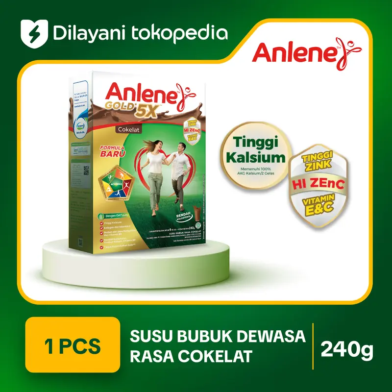 Anlene Gold 5X Susu Dewasa Coklat 240g - Tulang & Sendi 0