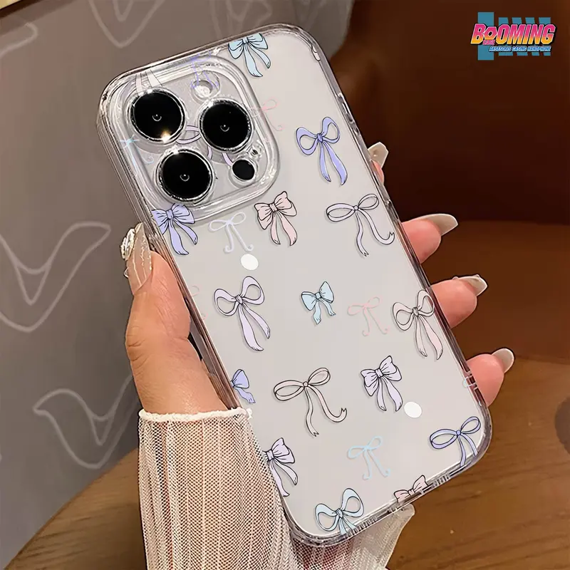 Soft case Bening Transparan Clear Case Protect Kamera Motif Pita TC For Sam Op Vi Inf Ip Real XM Casing Handphone 0