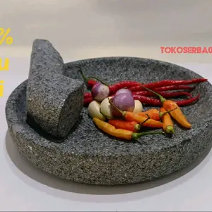 Cobek Cowek Batu Asli Ukuran 22 cm
