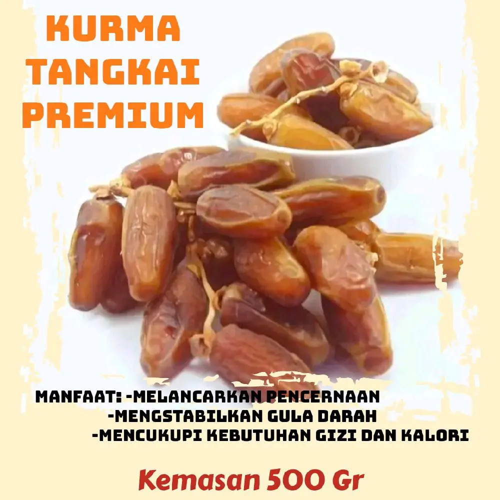 Kurma Tunisia Tangkai 500 gr//Kurma Tunisia Baru dan Fresh Camilan Cemilan