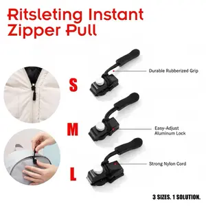 Ritsleting Instan Pengganti Zipper Ritsleting Rusak Dengan Grip Karet Tahan Lama & Kunci Aluminium Mudah Disesuaikan