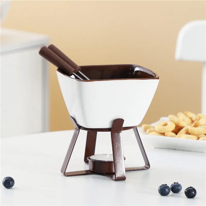 Creative Ceramic Hotpot Cheese Melting Insulated Pot Chocolate Hotpot Ice Cream Pot Circular Chocolate Stove Cooking Fondue 2