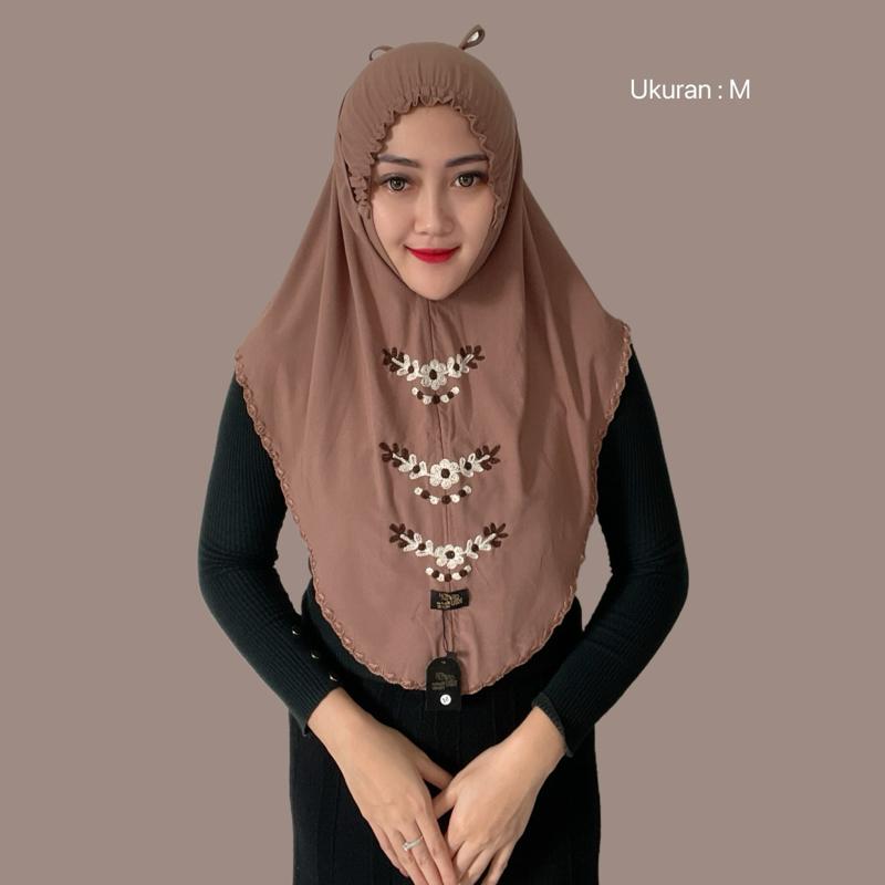 Indah Store - Hijab Instan Bergo KERUT Jersey Bordir RIZKIANA BUNGA 3 By Padli