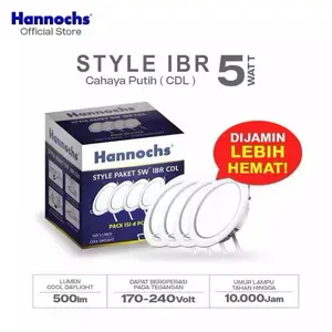 Downlight Hannochs Paket 3 free 1 / Downlight Panel Slim Tipis Bulat IBR Hannochs STYLE PAKET ISI 4Pcs Lampu LED 5w 7w 9w 12w 15w 20w Putih ORIGINAL / lampu downlight paket hannochs ORI