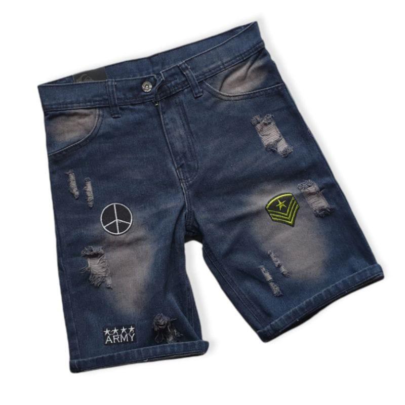 Product Introduction of jeans pendek sobek+Celana pendek+jeans+Denim+Dewasa+Boyfriend+Rawis+ Pria+ Panjang+ Nyaman+ Keren+ Slim+ Cowok+ Stretch+Slimfit+Muda+Biru 3