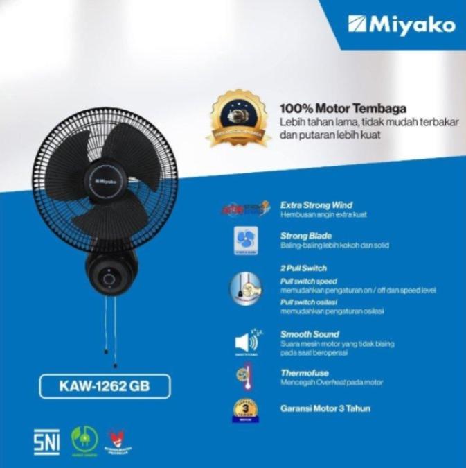 Gambar MIYAKO WALL FAN / KIPAS ANGIN DINDING KAW 1262 GB 12 INCH dari Nature of Beauty Kota Palembang Tokopedia