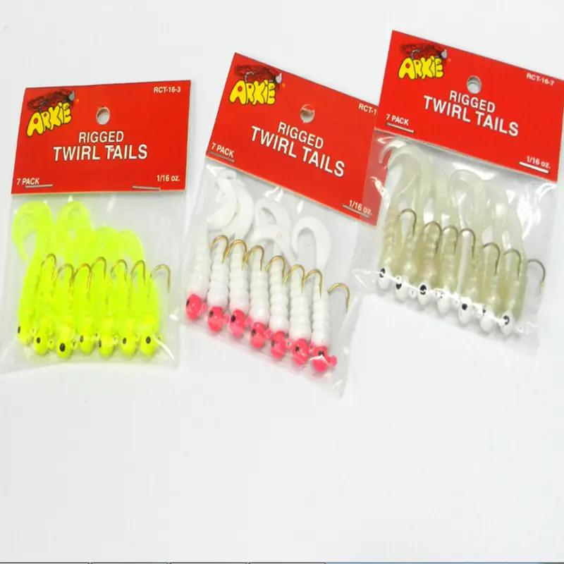 mồi câu cá con cá đuối biển mềm đầu jig mồi con giun đuôi xoắn mồi 7 pcs / rất…