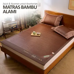 IDOHOUSE MOTIF BARU Matras Bambu Alami 180x200 160x200 120x200CM Dekorasi Kamar Terdapat Karet Dibelakang (X10A1/X10B1/X10C1)