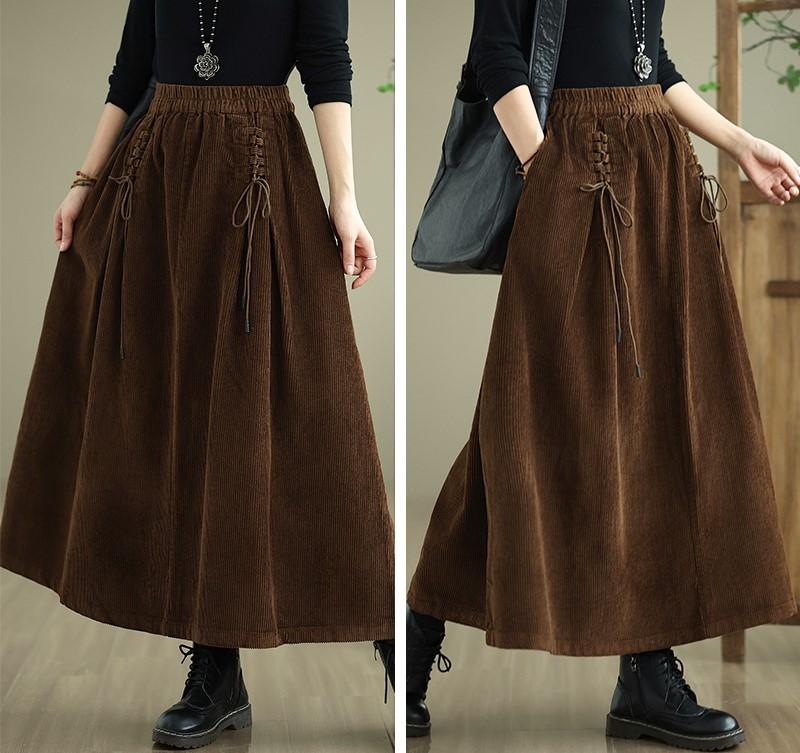 Chân váy nhung tăm dây buộc, trẻ đẹp, thoải mái, lưng chun, 3 màu, nhẹ nhàng [ CNDB ]
