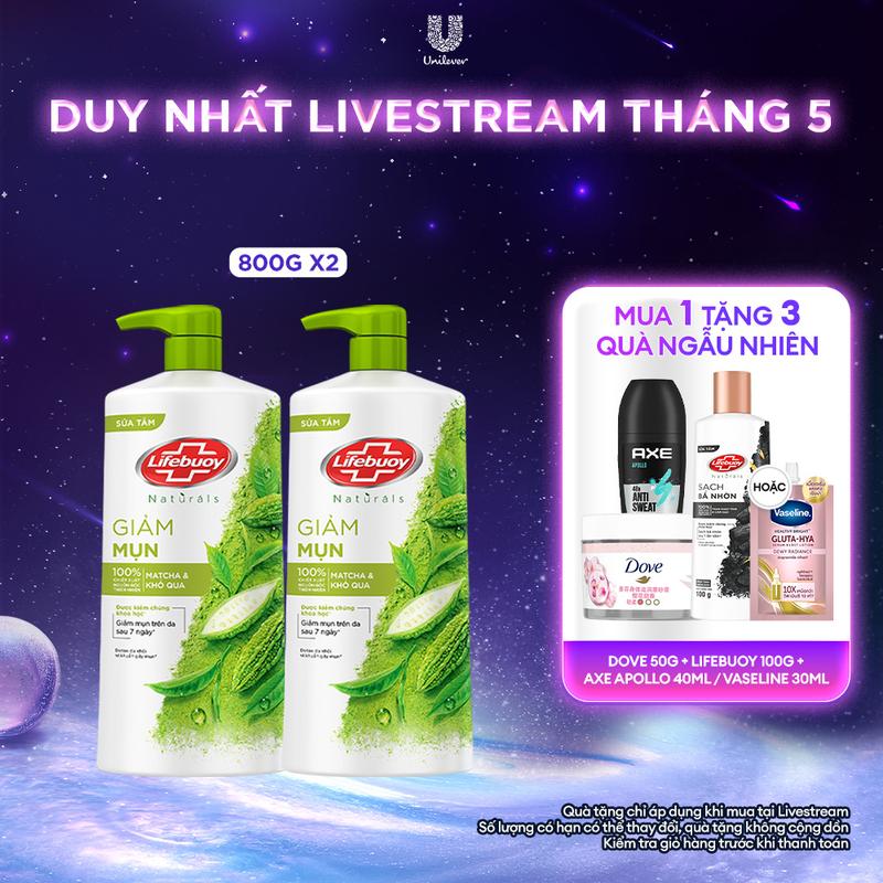 Combo 2 Sữa tắm Lifebuoy Matcha & Khổ qua Detox và Bảo vệ khỏi vi khuẩn 800gx2 [2]