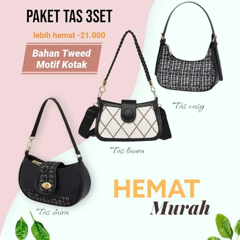 Paket Hemat 3 Pcs Tas Selempang dan Tas Bahu Wanita - Slingbag 4