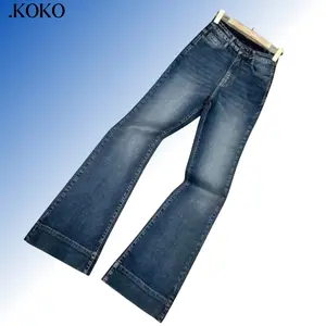 .KOKO - Celana Jeans Lipat Bawah Wanita Model Terbaru Dengan Desain Kulit Panel