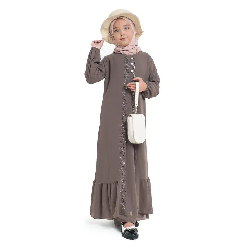 Gamis Sumayya Anak Perempuan Cantik Bahan Ceruty Baby Doll Tangan Panjang 7