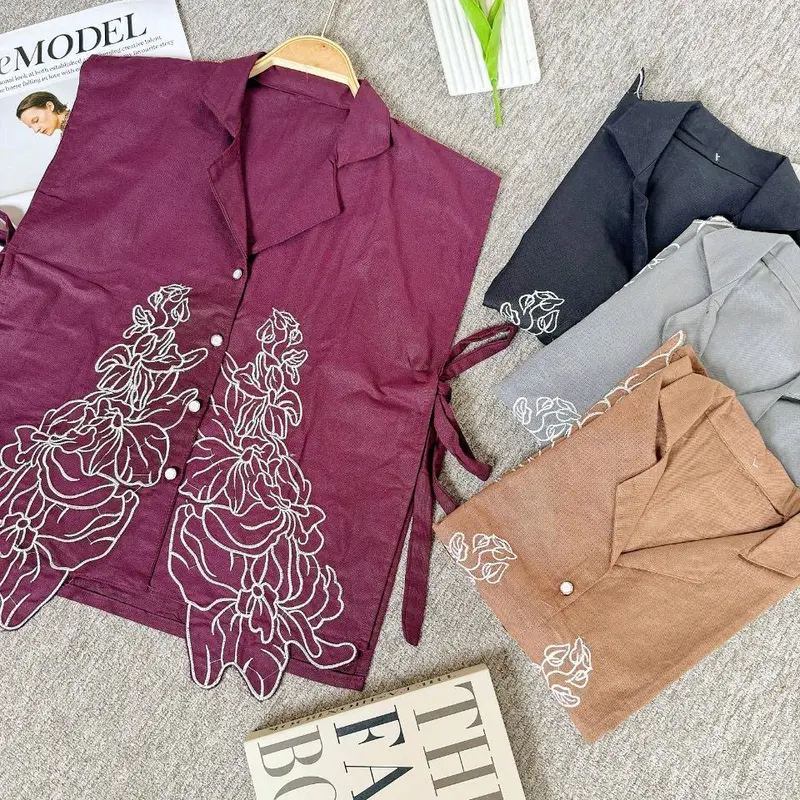 Vest Wanita Bahan Linen Rami Outer Rompi Wanita 1
