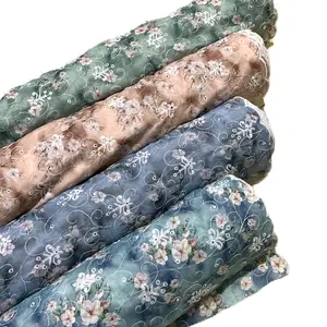 KAIN KATUN LUBANG BORDIR WARNA MOTIF BUNGA PRINT D2 SUPER MEWAH CANTIK PREMIUM ELEGAN