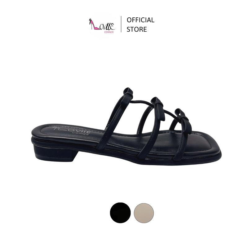 LOVIIECORNER DÉP LÊ NỮ THỜI TRANG ĐÍNH NƠ MŨI VUÔNG - DÉP BỆT NỮ ĐỆM CHẦN BÔNG ÊM ÁI  - DD240557