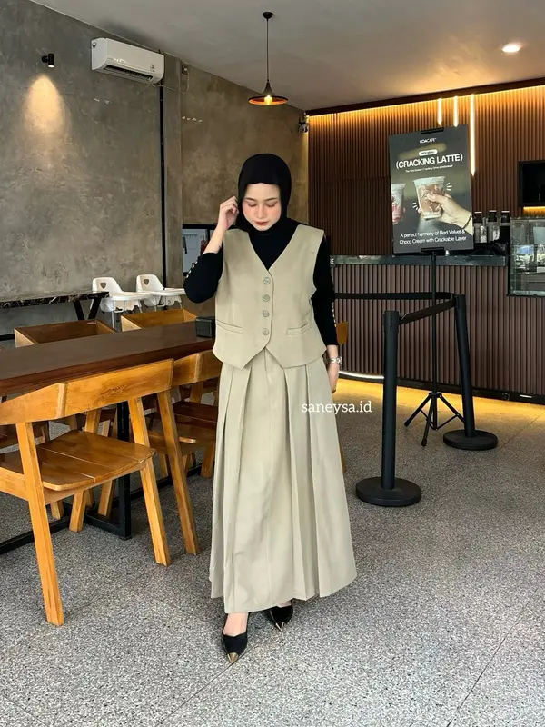 Emma One Set Vintage - Setelan Vest Wanita - Rok Flare Wanita - Rok Panjang Maxi Wanita - Skirt A Line - Rok Panjang Wanita - Rok Payung 0