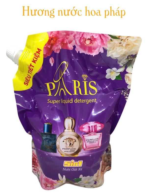 Nước giặt & xả Paris hương nước hoa 5 in 1 túi 2,2kg đậm đặc hơn thơm lâu hơn