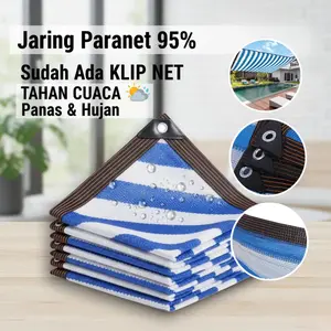 Jaring Paranet Strip Biru-Putih UV Protection 95% Tebal & Kuat Anti Panas, Tahan lama Camping Outdoor Peneduh
