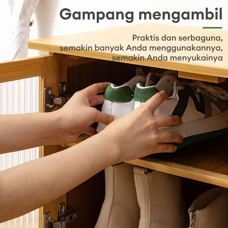 Lemari Sepatu bambu Rak Sepatu Duduk Lemari Sepatu Bambu Lemari Sepatu Multifungsi dengan dan Hemat Ruang Bangku Ganti Sepatu Rak Sepatu Berlapis-Lapis rak tv rotan plastik lemarili pat storage cabinet lemari sepatu aesthetic lemari rotan aesthetic 3