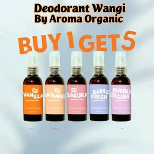 Aroma Organic Buy 1 Get 5 Deodoran 60ml Ready Stok Menghilangkan Bau badan dan mencerahkan ketiak
