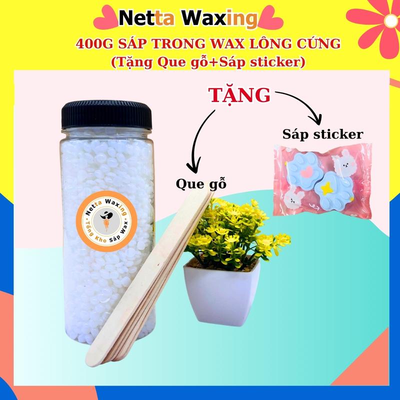 400g Sáp Wax Lông CỨNG BEAUTY SÁP TRONG, hard wax beans - Tặng que gỗ+Sáp sticker