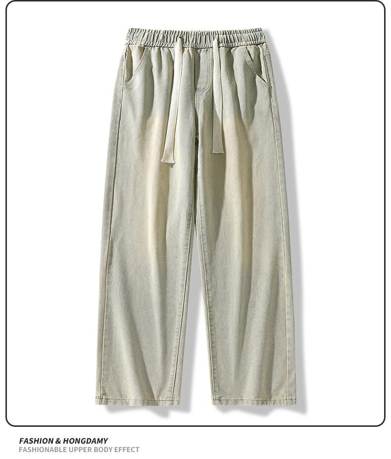 Product Introduction of Vintage-Inspired Drawstring High-Waisted Relaxed Straight-Leg Denim Pants for Women, Retro Loose-Fit Casual Jeans with Elastic Waistband, Comfortable & Stylish, All-Day Wear Bottom Lingerie Trouser Streetwear Basic Minimalist 12