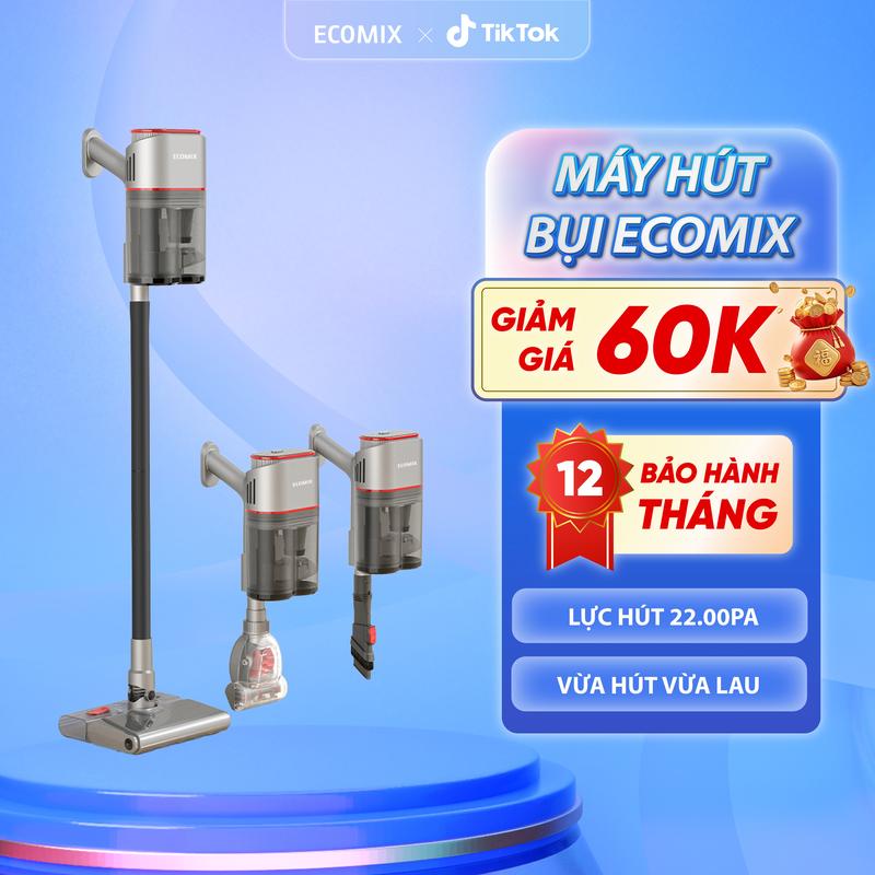  Máy hút bụi lau nhà ECOMIX - Lực hút siêu khỏe 22.000Pa có dây - 2 năm bảo hành 