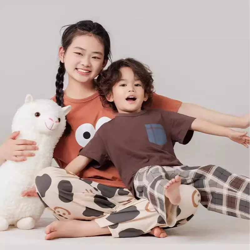 Setelan Baju Tidur Import Anak dan Dewasa /Set Pakaian Anak Remaja dan Ibu Lengan pendek Celana Panjang 7