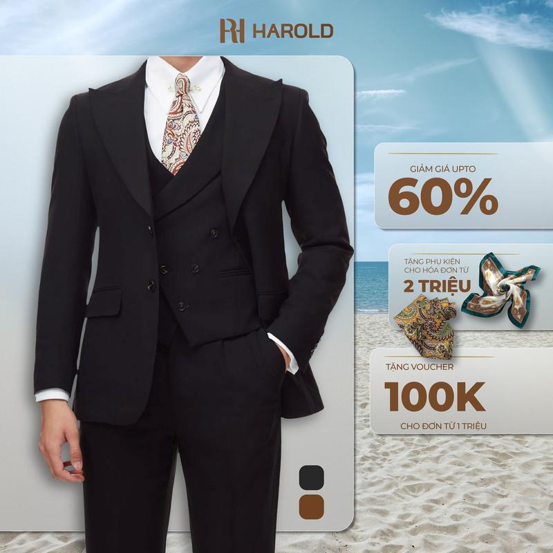Suit Jacket Nam Cao Cấp Milano Đen (Jacket + Waistcoat + Trousers) - Ve Nhọn- Áo Vest Công Sở, Đám Cưới, Đi Tiệc Thiết Kế Sang Trọng, Vải Mềm Mại Thoáng Mát, Đứng Form Slimfit, Co Giãn Chống Nhăn, Phong Cách Form - Hàng Cao Cấp