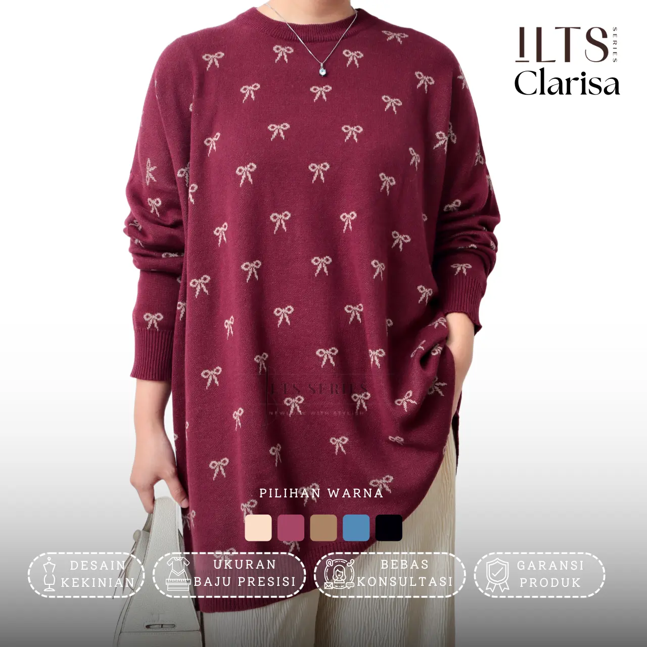 Blouse Knit Clarisa Wanita untuk Tampilan Casual Kekinian - Baju Blouse Knit Panjang Casual basic