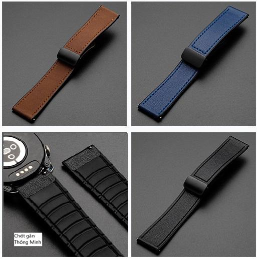 Dây Đeo Da Kết Hợp Silicone Size 20mm 22mm Cho Đồng Hồ Truyền Thống và SmartWatch Tặng Chốt Thông Minh Và Dụng Cụ
