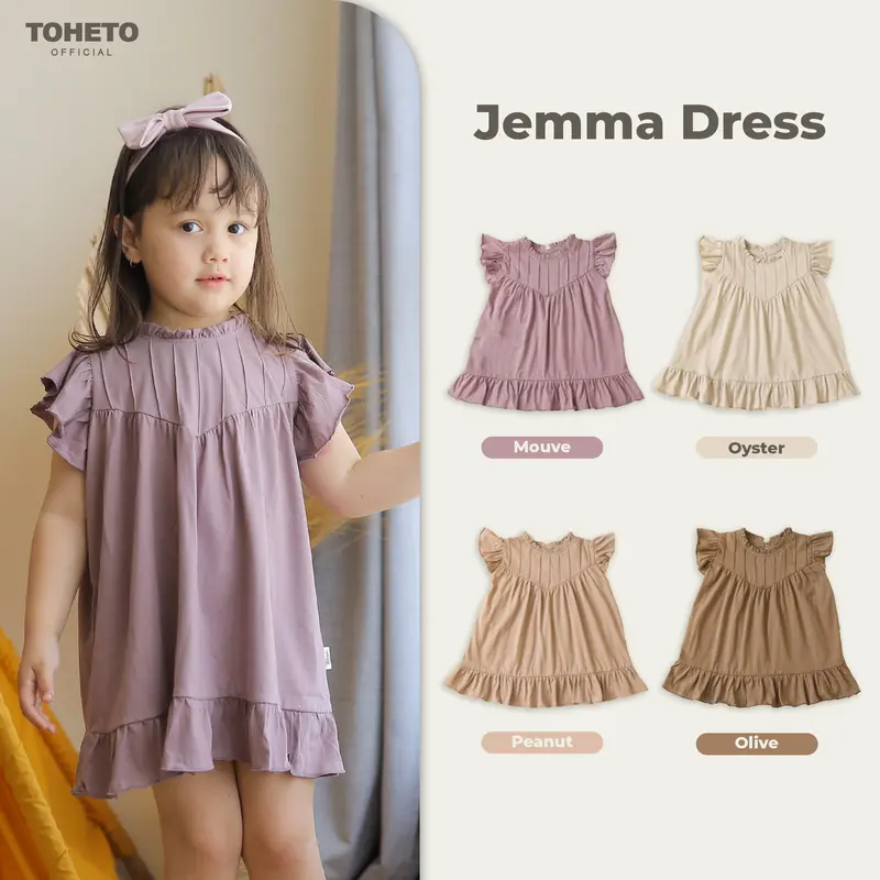 Toheto - Jemma Dress Anak Perempuan 1-4 Tahun Lengan Katun 0
