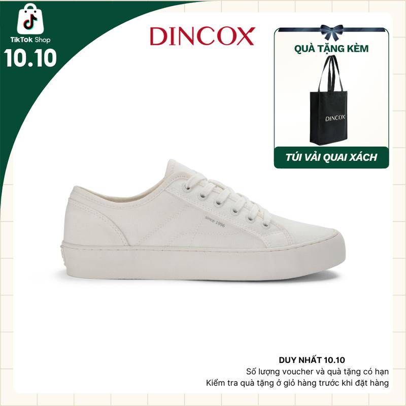 Giày Sneaker Đế Bằng Vải Canvas Nam Nữ E18 White Sang Trọng Dincox Shoes Đế Cao Su