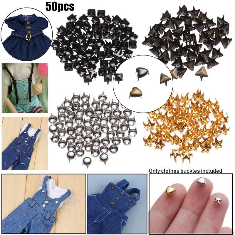 Khóa Đồ Chơi Nhồi Bông 50 Cái, 4 / 5 / 6mm, Quần Áo Búp Bê Kim Loại, Nút Thắt Lưng, Phụ Kiện Búp Bê Tự Làm, Thích Hợp Cho Túi Xách Và Giày Dép 0
