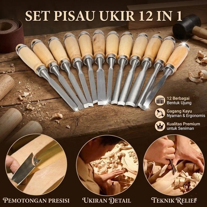 Gambar Set Pisau Ukir Pahat Kayu 12 in 1 Wood Carving Art Knife OE12 dari PT KCheck Kota Administrasi Jakarta Barat Tokopedia
