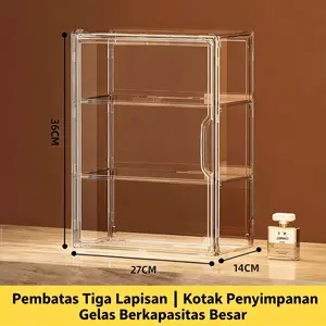 Free stickers-Acrylic desktop transparent display box storage box - Storage rack Closed dustproof acrylic transparent cosmetics display box Doll display box Baby bottle box Cup-65 tempat  baju  bayi box  storage