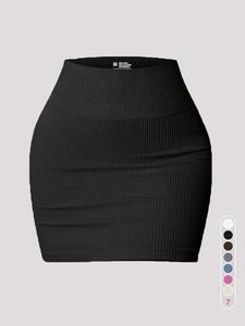 Falda deportiva de cintura alta texturizada en color liso para mujer, falda deportiva informal, cómoda y transpirable para entrenamiento de gimnasio y para correr, ropa deportiva de mujer para todas las temporadas
