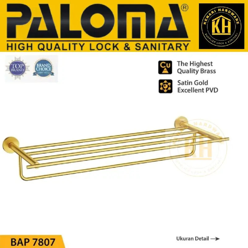 PALOMA BAP 7807 HANGER GANTUNGAN HANDUK BAJU KAMAR MANDI 600MM SATIN GOLD 0