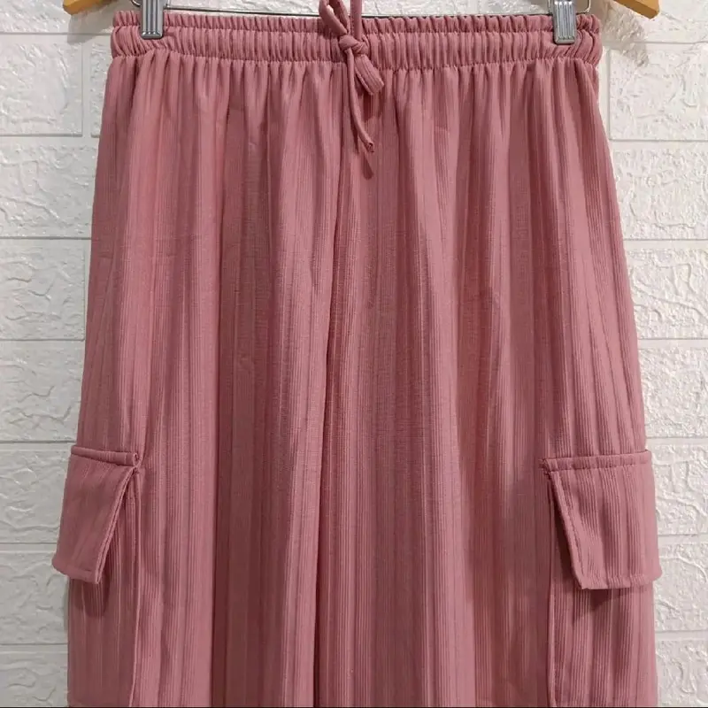 BIG PROMO Kulot Cargo Jumbo Knit Hornet Panjang  Celana Wanita Pant Linen Bawahan Tebal 5