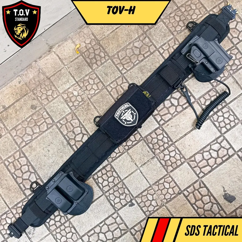 Sabuk Set Tacticak warna Hitam full aksesoris