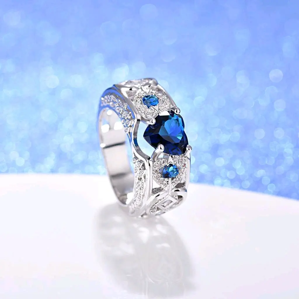 Cincin wanita batu permata love bahan titanium